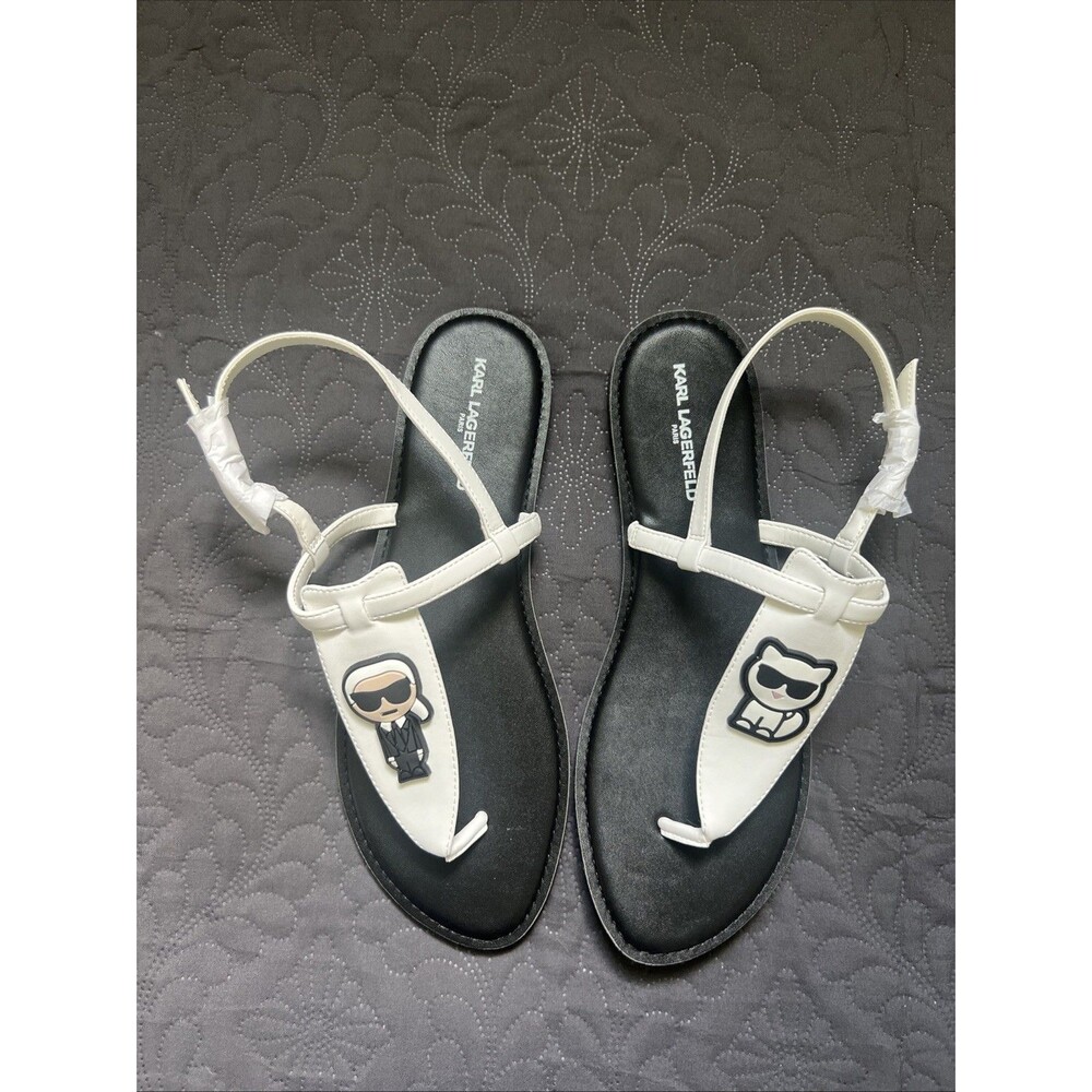 Karl Lagerfeld Paris Women’s Sandals US 11M EUR 42 UK 8.5Black/White NWOB Summer - Picture 2 of 10